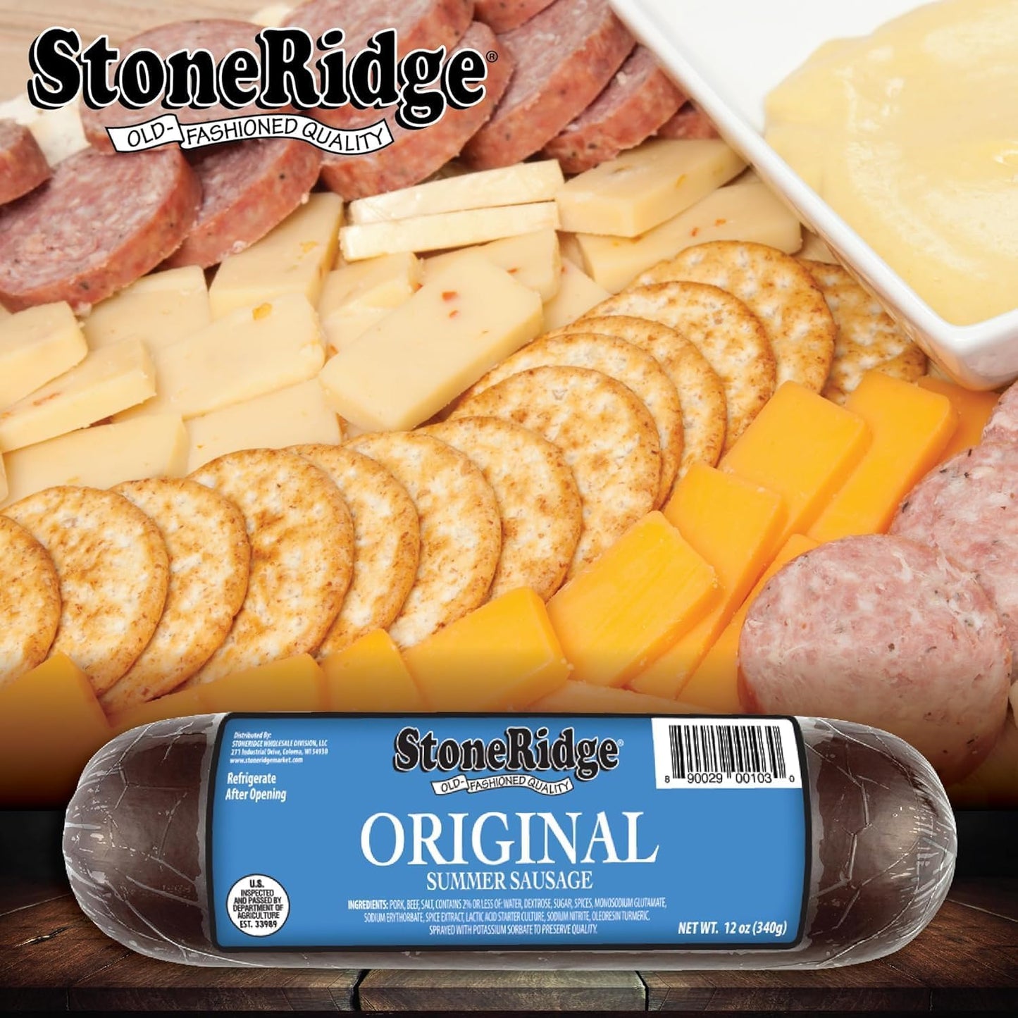 StoneRidge Old Fashioned Summer Sausage, ORIGINAL, 12 oz, 4 Pack