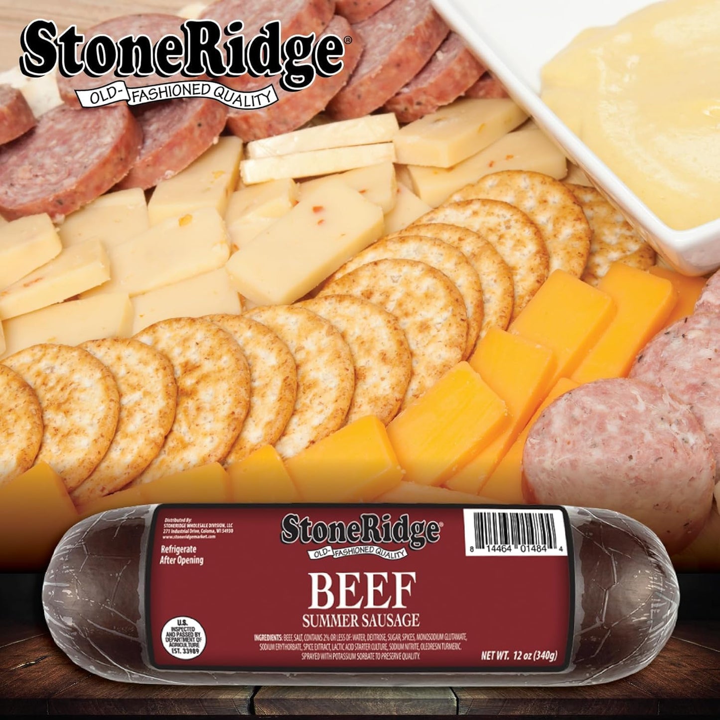 StoneRidge Old Fashioned Summer Sausage, BEEF, 12 oz, 4 Pack