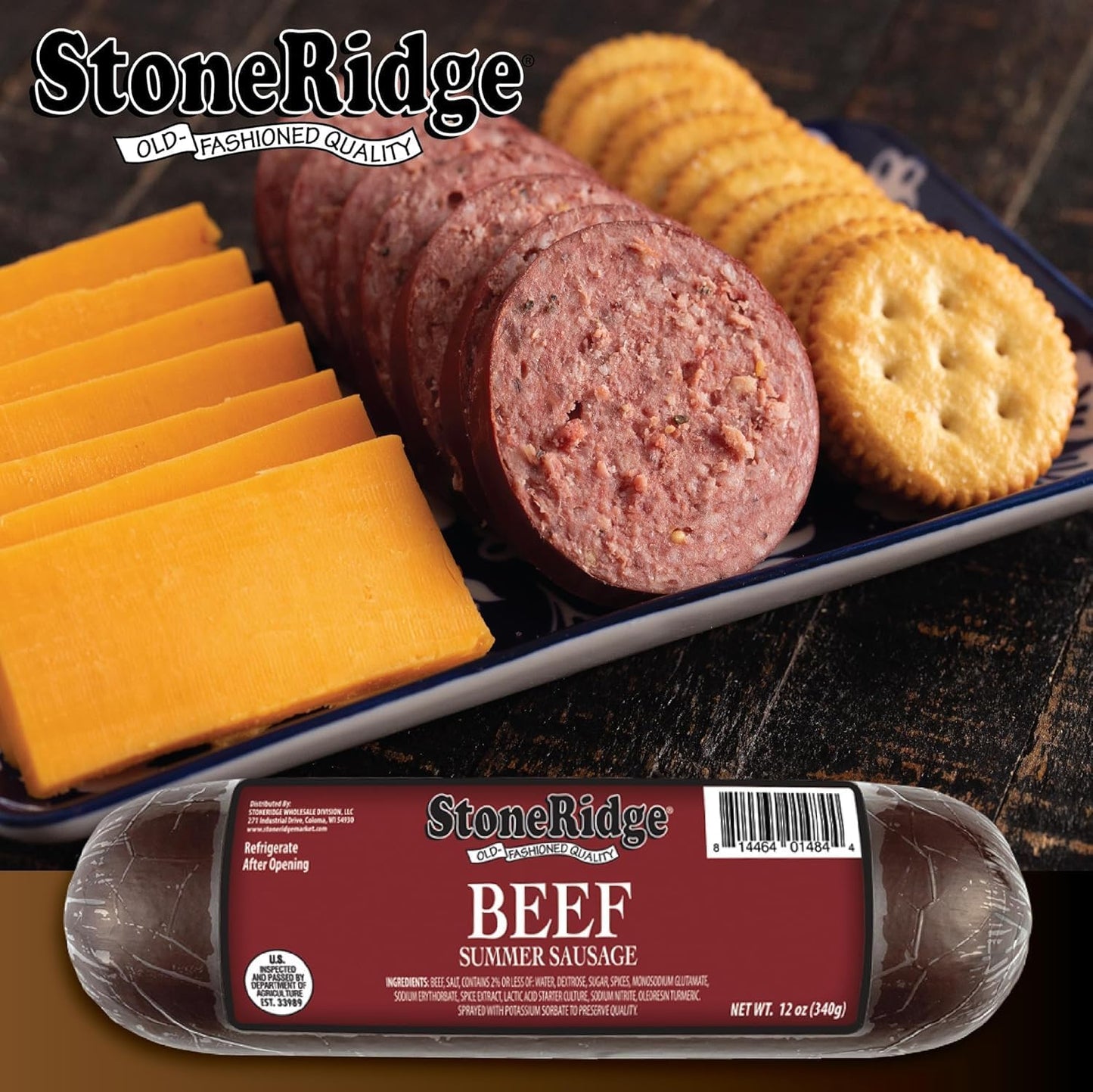 StoneRidge Old Fashioned Summer Sausage, BEEF, 12 oz, 4 Pack