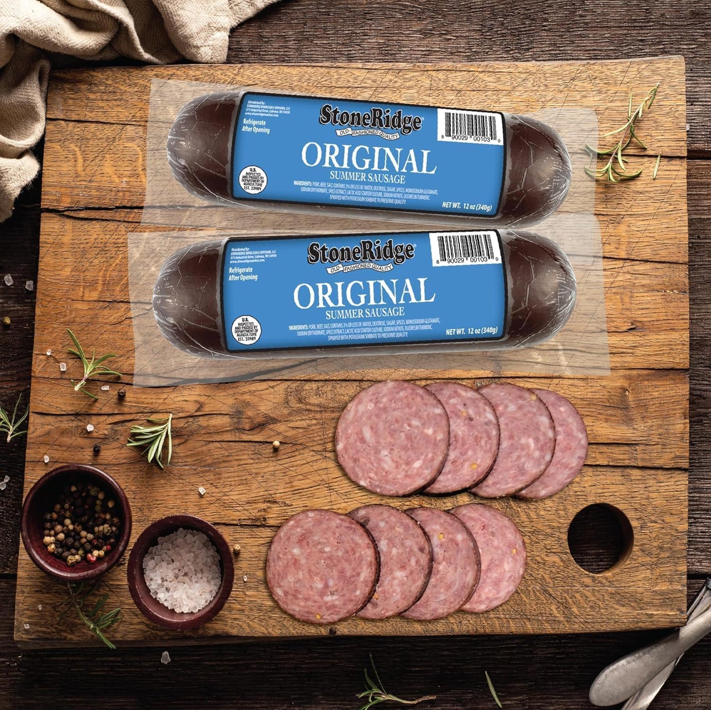 StoneRidge Old Fashioned Summer Sausage, ORIGINAL, 12 oz, 4 Pack
