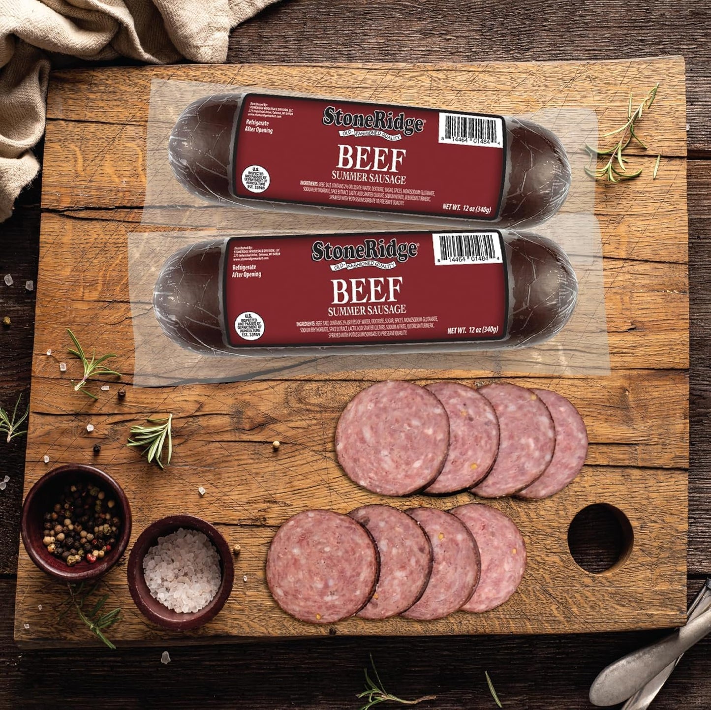 StoneRidge Old Fashioned Summer Sausage, BEEF, 12 oz, 4 Pack