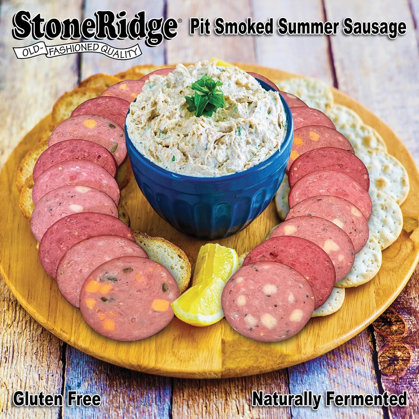 StoneRidge Old Fashioned Summer Sausage, PIT SMOKED, 12 oz, 4 Pack